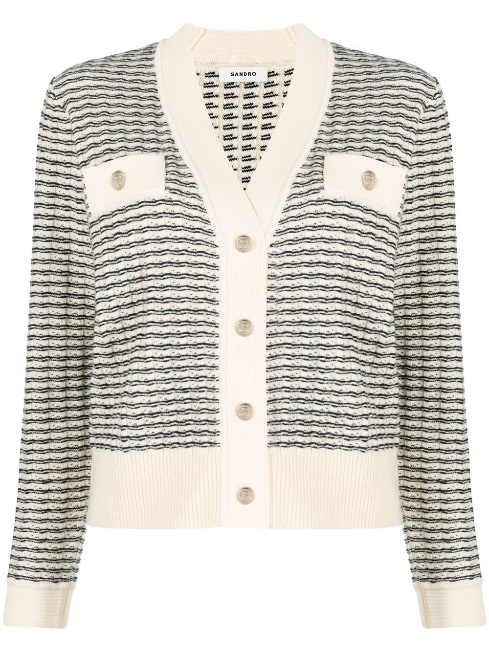 SANDRO striped V-neck cardigan - Neutrals