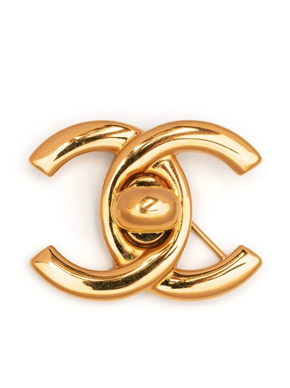 

Chanel Pre-Owned broche con cierre giratorio CC 1996 - Dorado