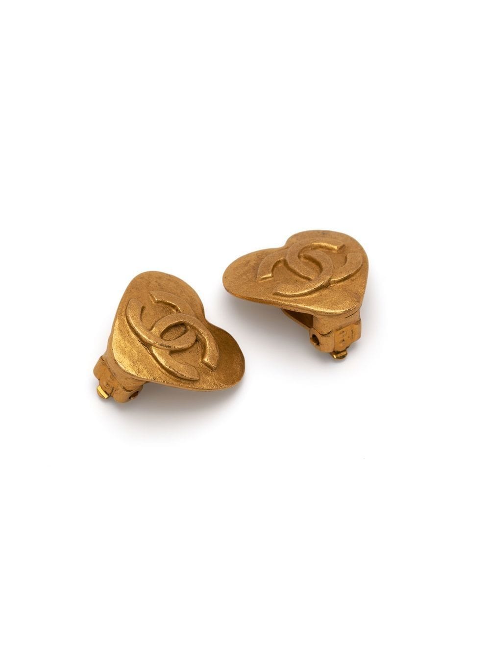Chanel Pre-owned 1995 CC Heart-Shaped Clip-On Earrings - Gold