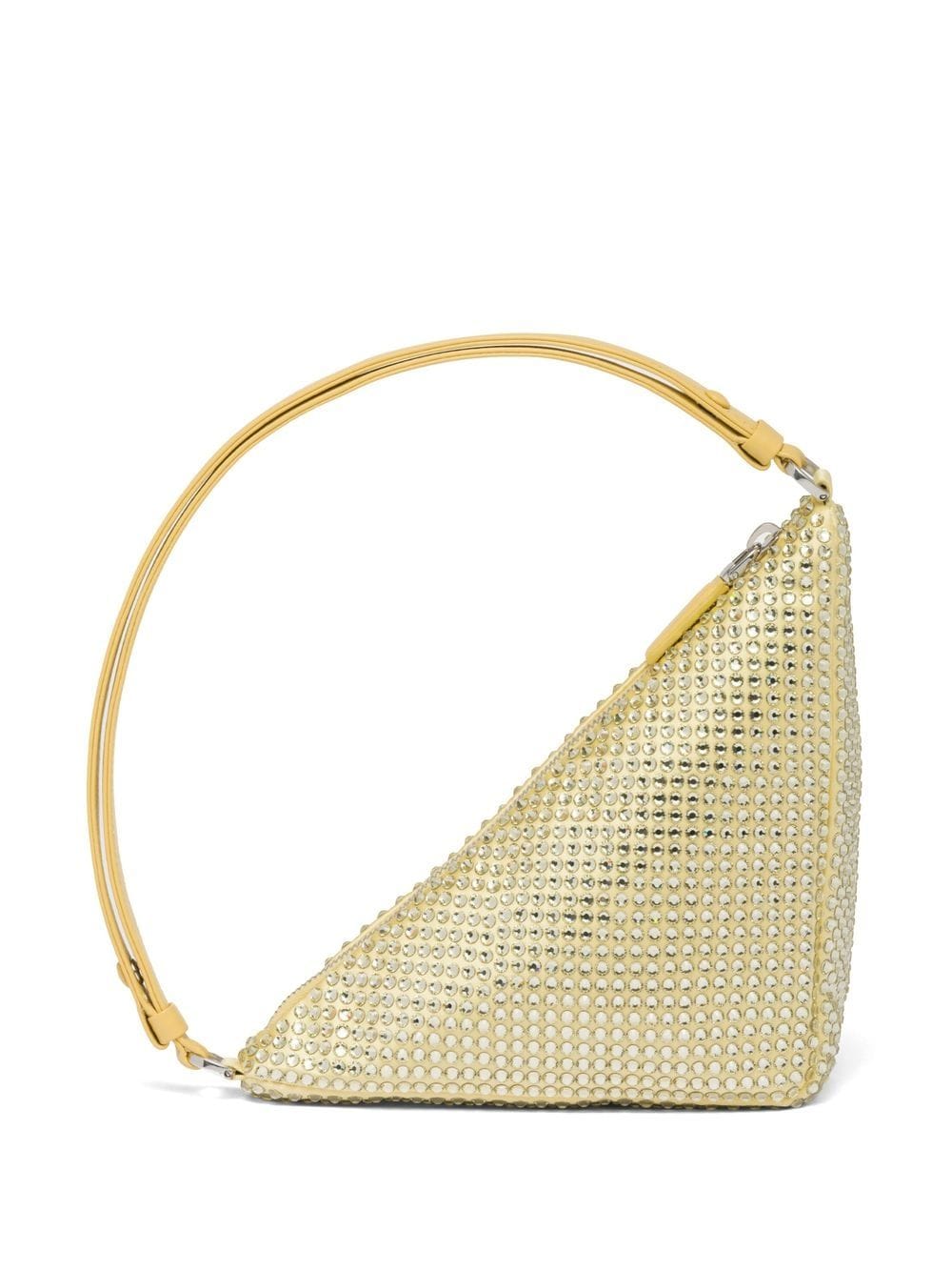 Prada Mini Triangle Crystal-embellished Crossbody Bag - Gold