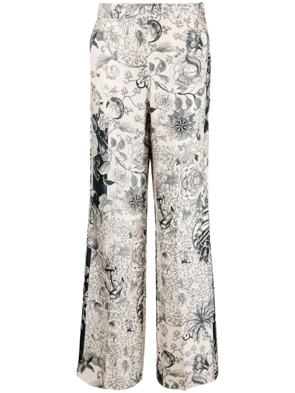 

ETRO pantalones de seda palazzo con estampado floral - Neutro