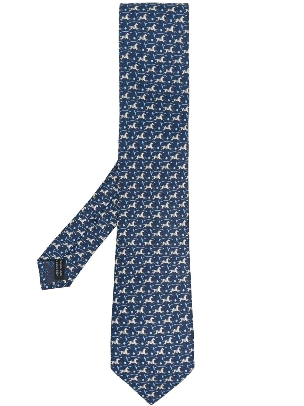 

Salvatore Ferragamo corbata con caballo estampado - Azul