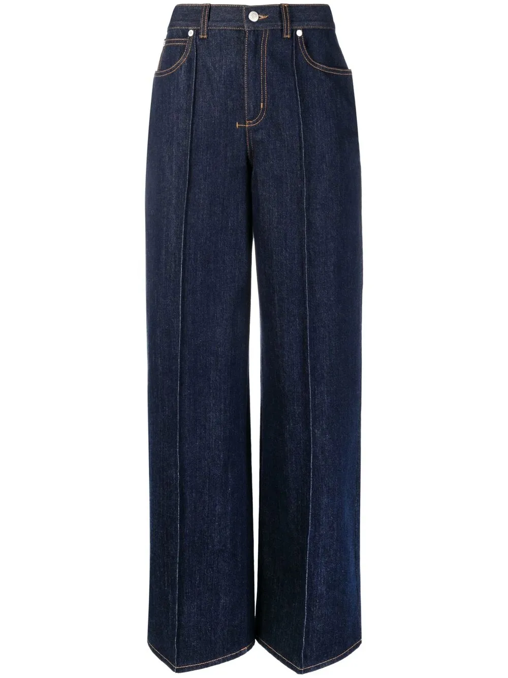 

Alexander McQueen jeans anchos con tiro alto - Azul