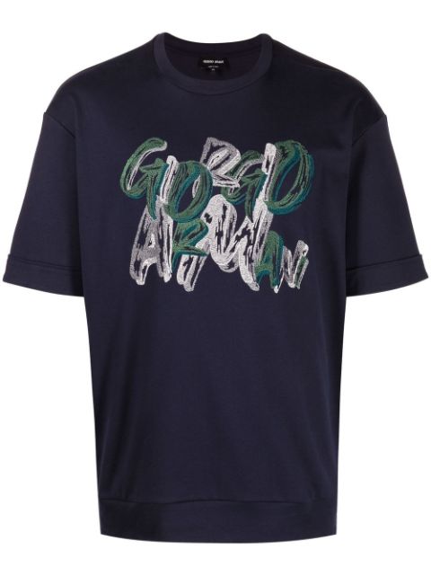 Giorgio Armani graphic logo-print cotton T-shirt Men