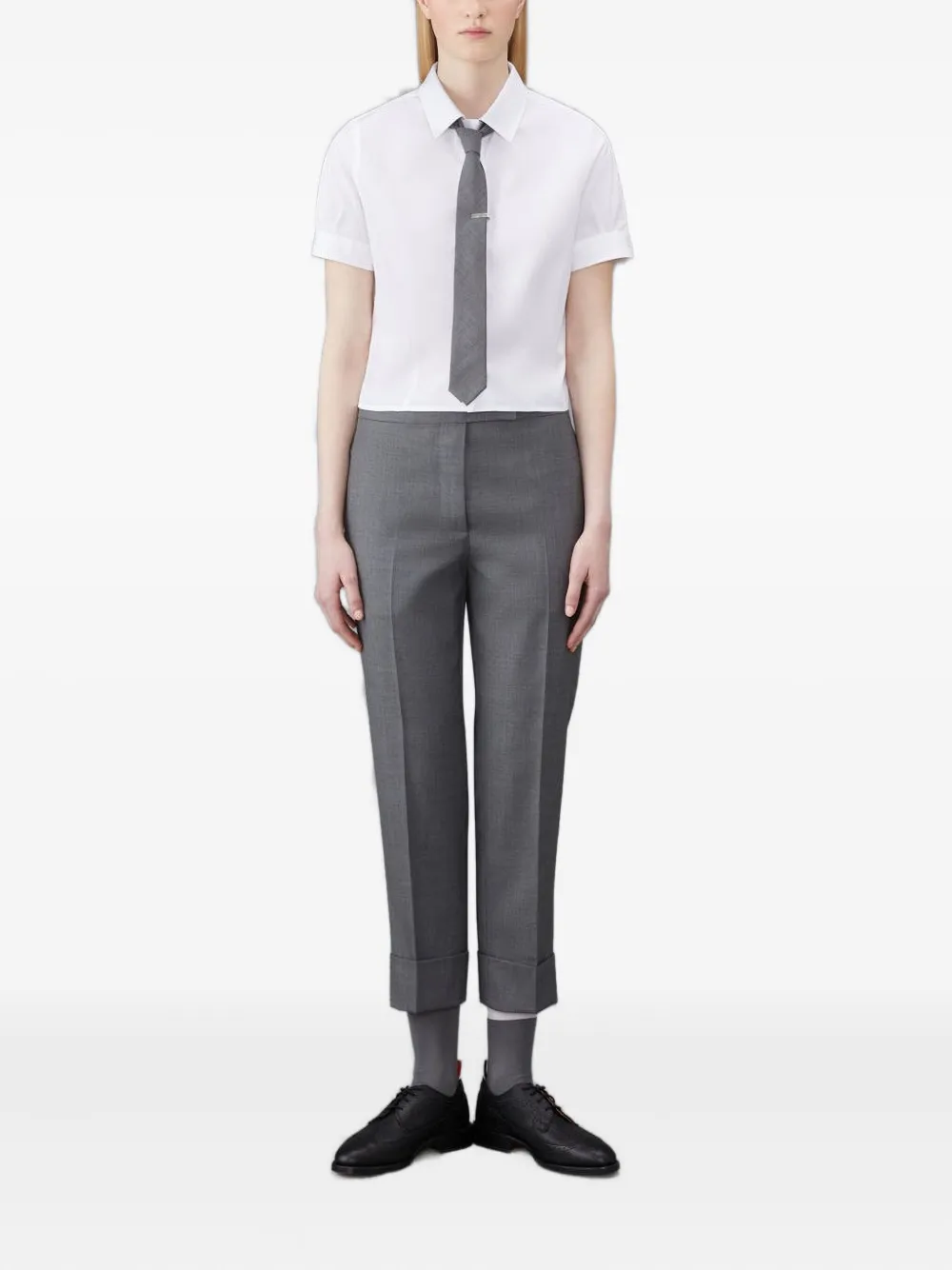Thom Browne Cropped blouse met Franse cuffs Wit