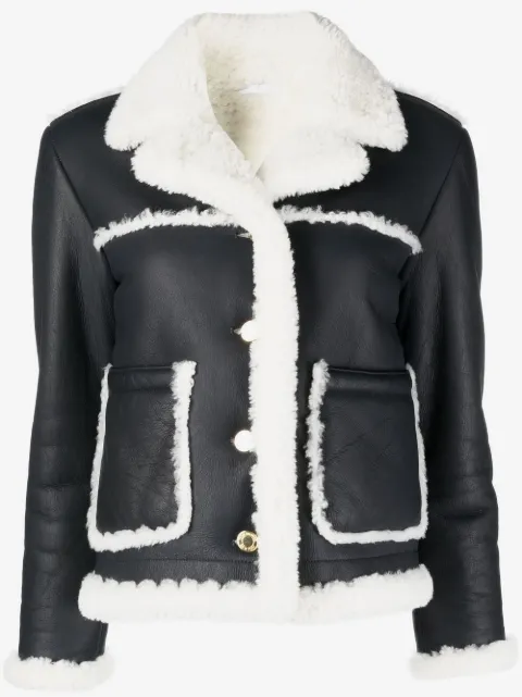 Thom Browne notched-collar shearling-trim jacket