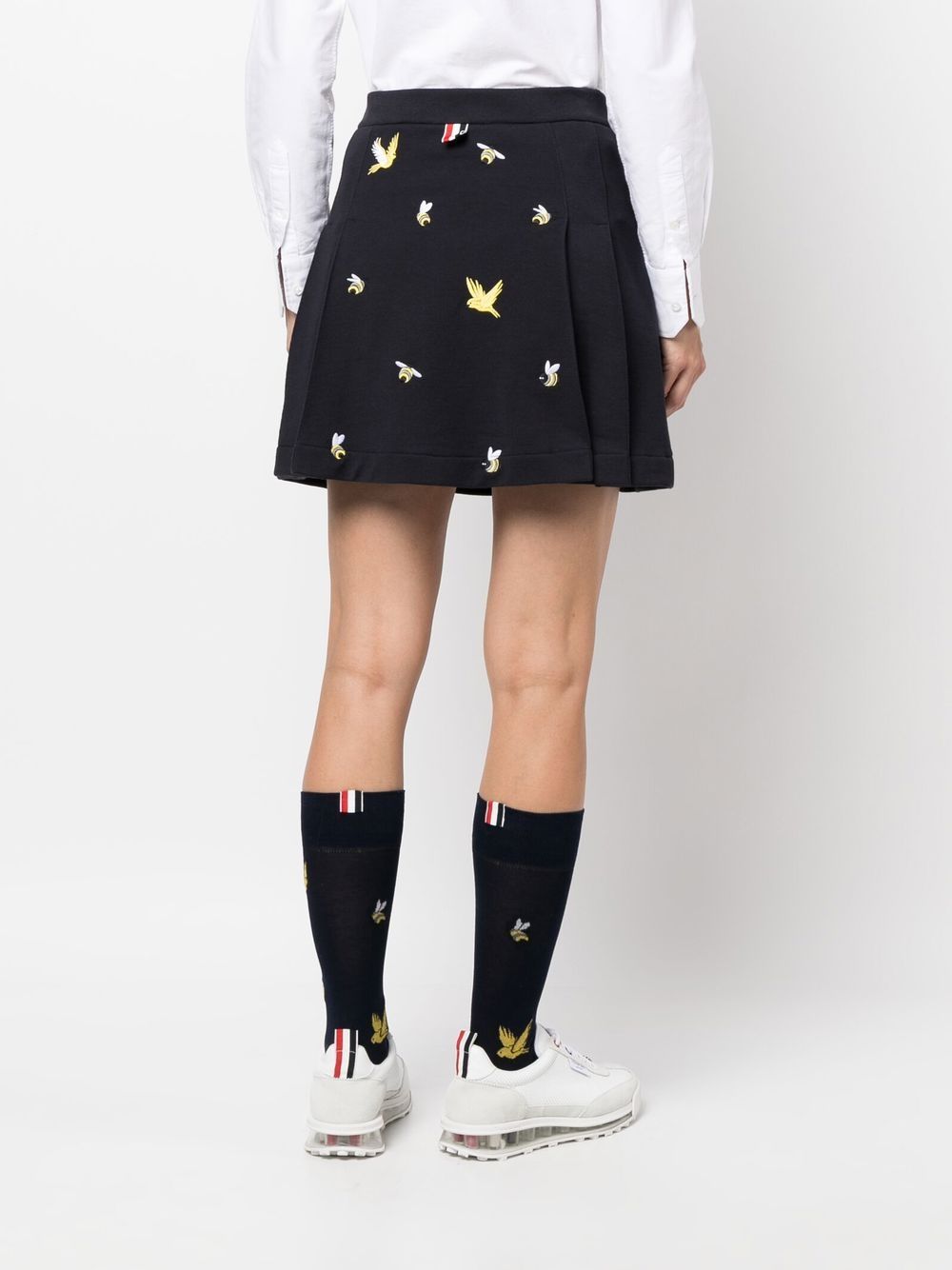 Shop Thom Browne Embroidered A-line Skirt In Blue