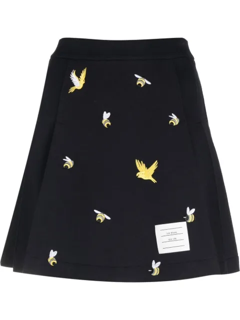 Thom Browne embroidered A-line skirt