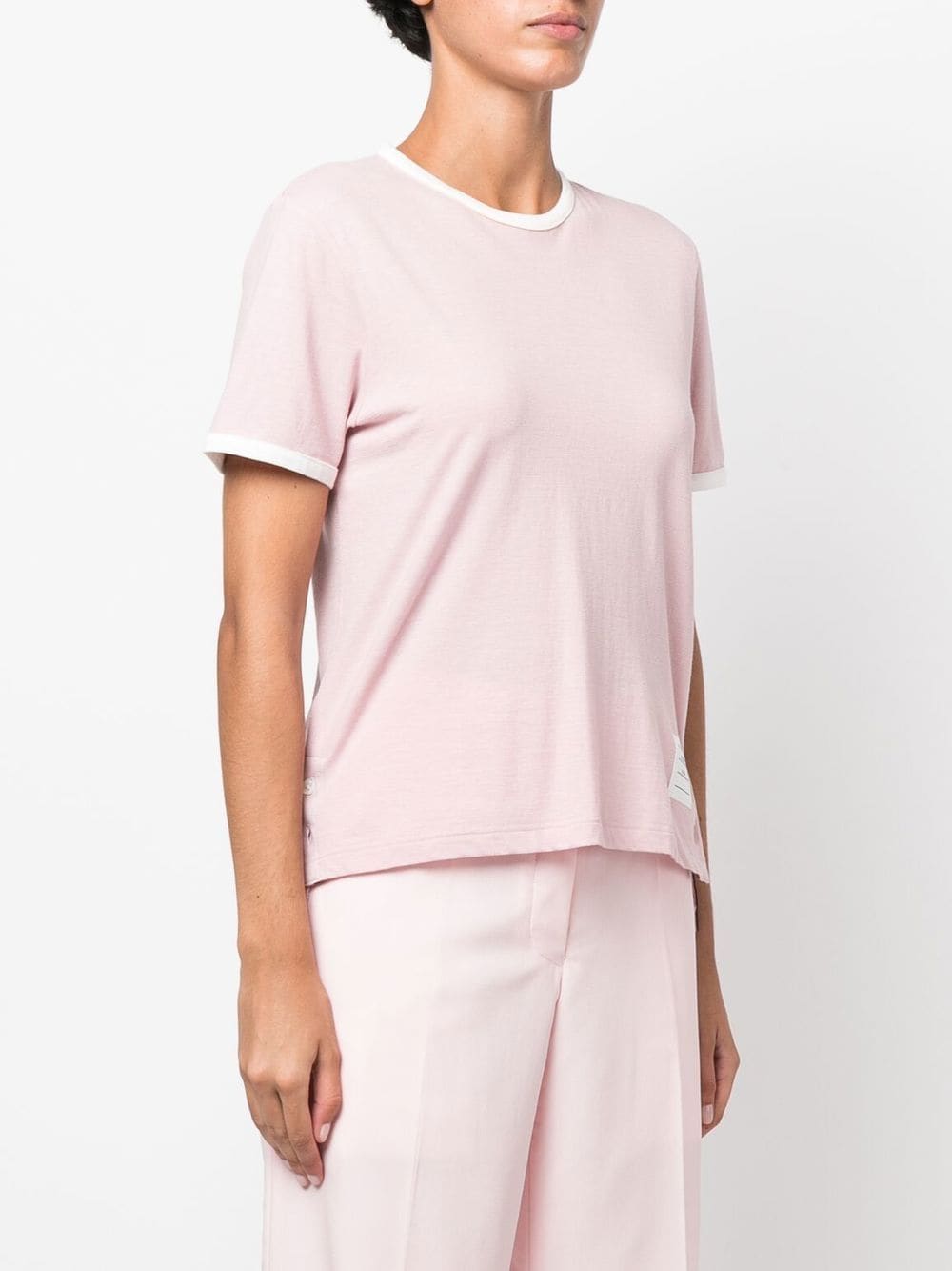 Shop Thom Browne Contrast-trim T-shirt In Pink
