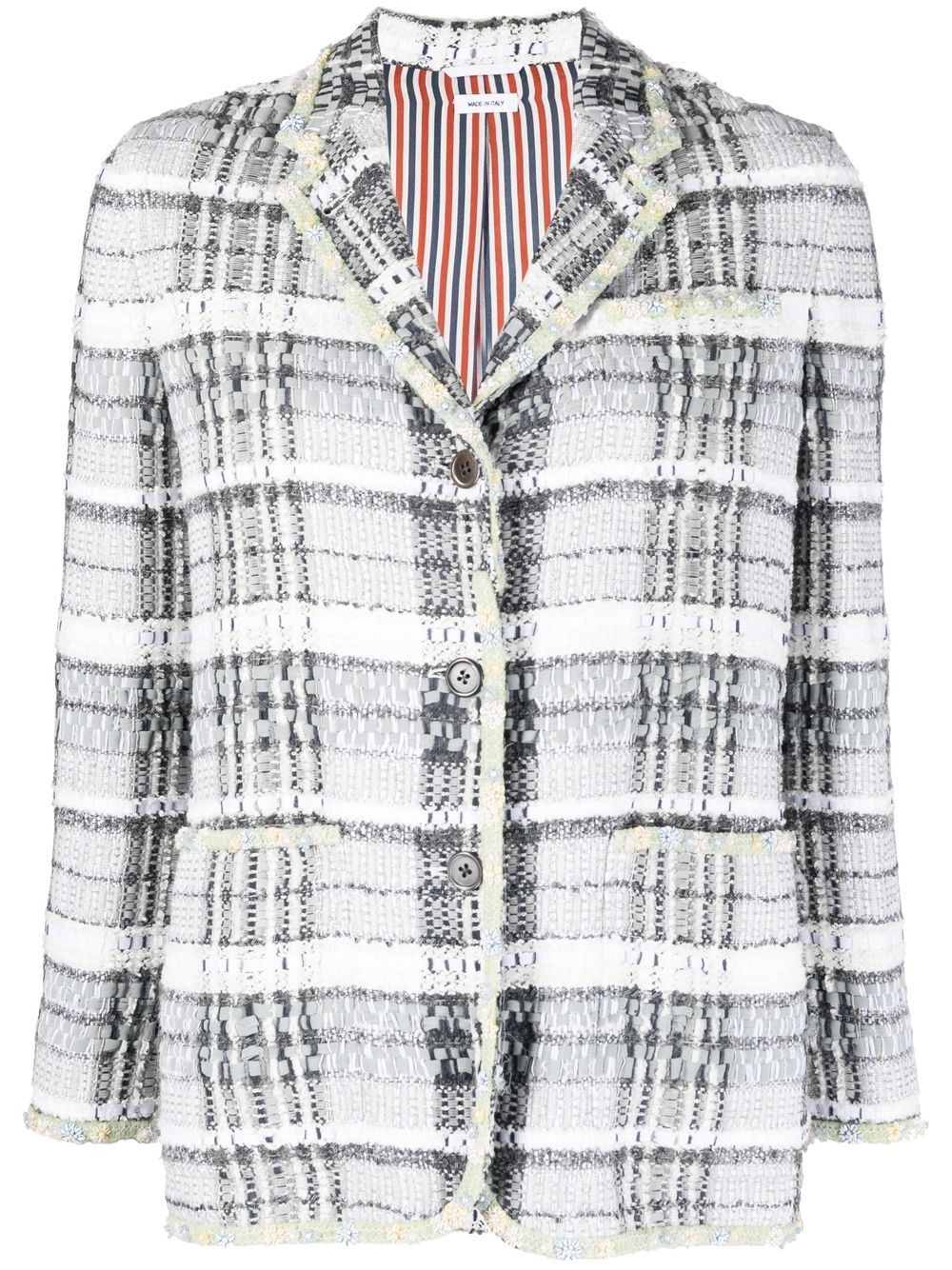 Thom Browne Tweed Single-breasted Jacket In Green