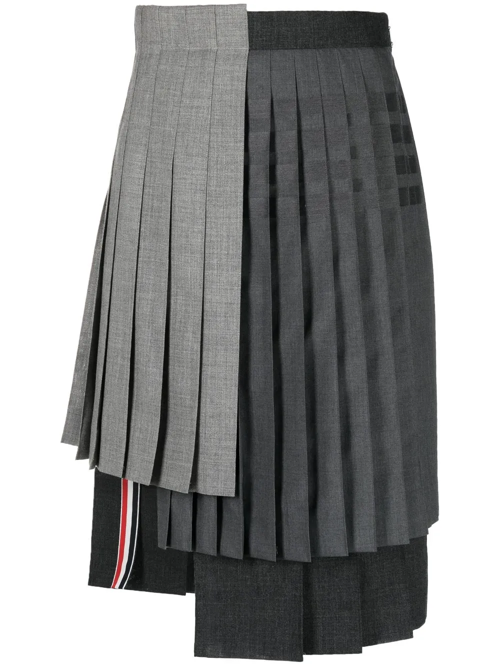 Thom Browne Asymmetric Pleated Skirt In Grey