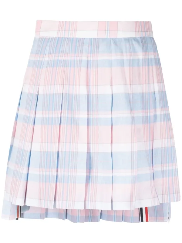 THOM BROWNE タータンチェック プリーツミニスカート Thom Browne チェック プリーツミニスカート | ピンク | FARFETCH JP