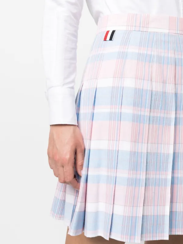 THOM BROWNE タータンチェック プリーツミニスカート Thom Browne チェック プリーツミニスカート | ピンク | FARFETCH JP