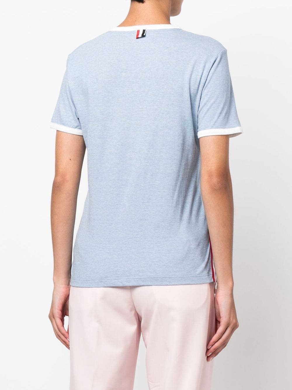 Shop Thom Browne Contrast-trim T-shirt In Blue