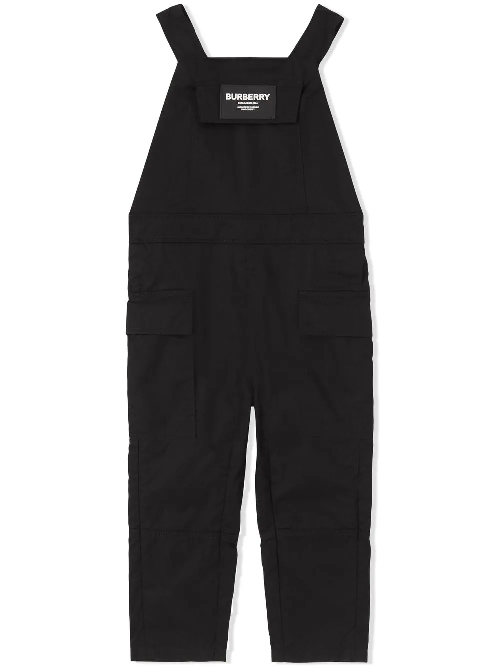 

Burberry Kids logo-patch cotton dungarees - Black