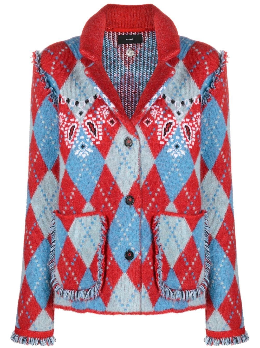 Alanui argyle-pattern jacquard knitted jacket - Red