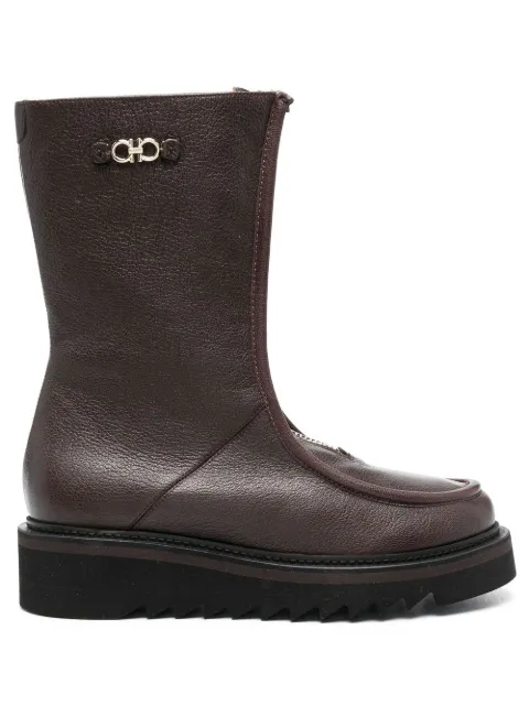 Ferragamo Gancini plaque ankle boots