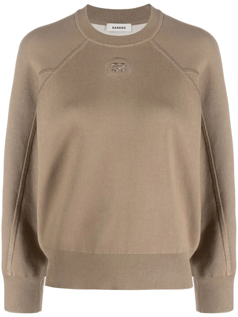 

SANDRO embroidered-logo ribbed jumper - Neutrals