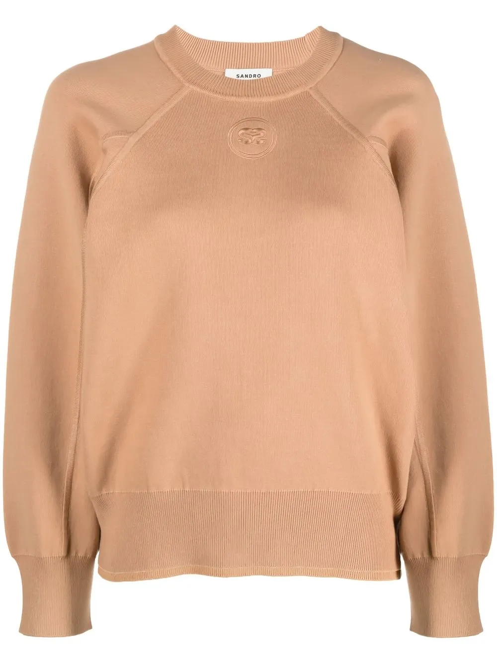 

SANDRO embroidered-logo ribbed jumper - Neutrals