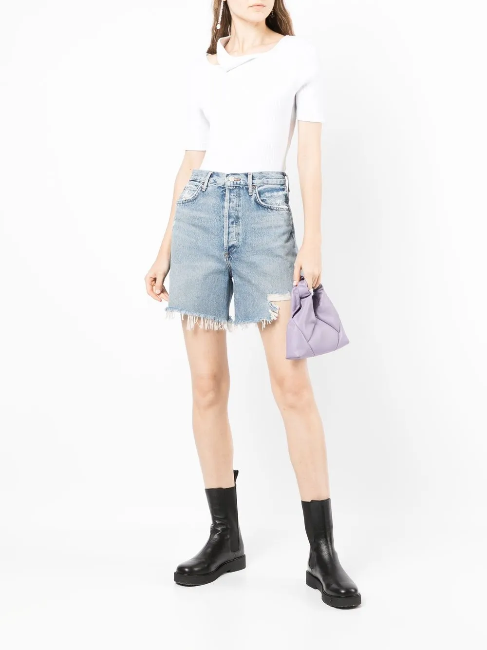 Stella high-rise denim shorts