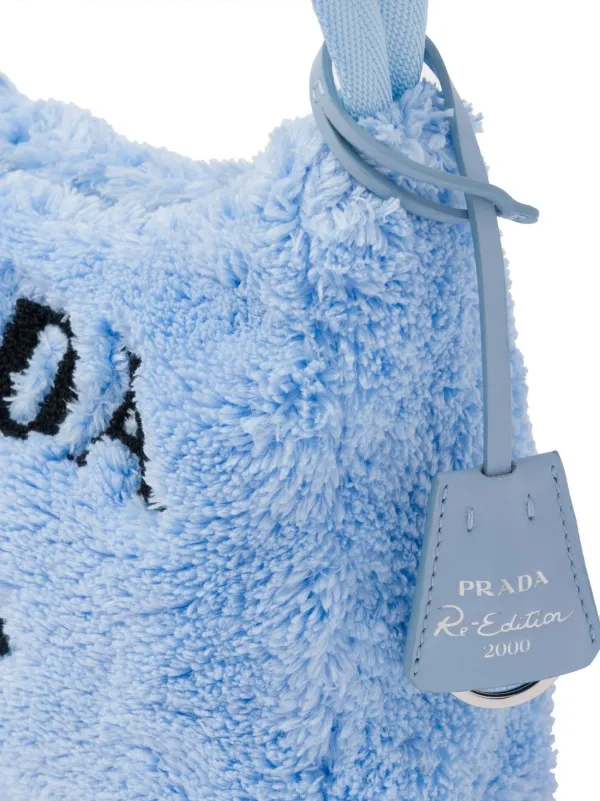 Prada Faux Fur Blue Mini Clutch Bag