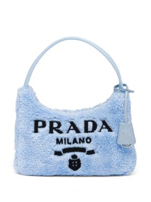 ホワイト素材ラインPRADA Re-Edition2000 テリーミニバッグ ハンドバッグ