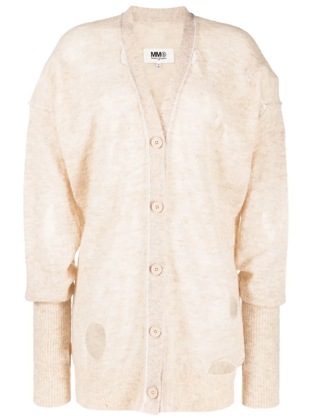 

MM6 Maison Margiela lightweight distressed long cardigan - Neutrals