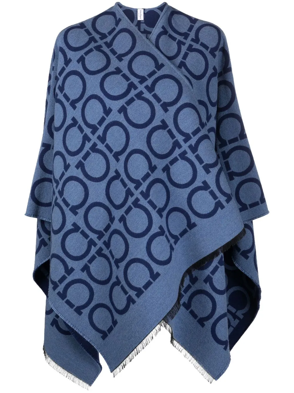 

Salvatore Ferragamo Gancini-print shawl - Blue