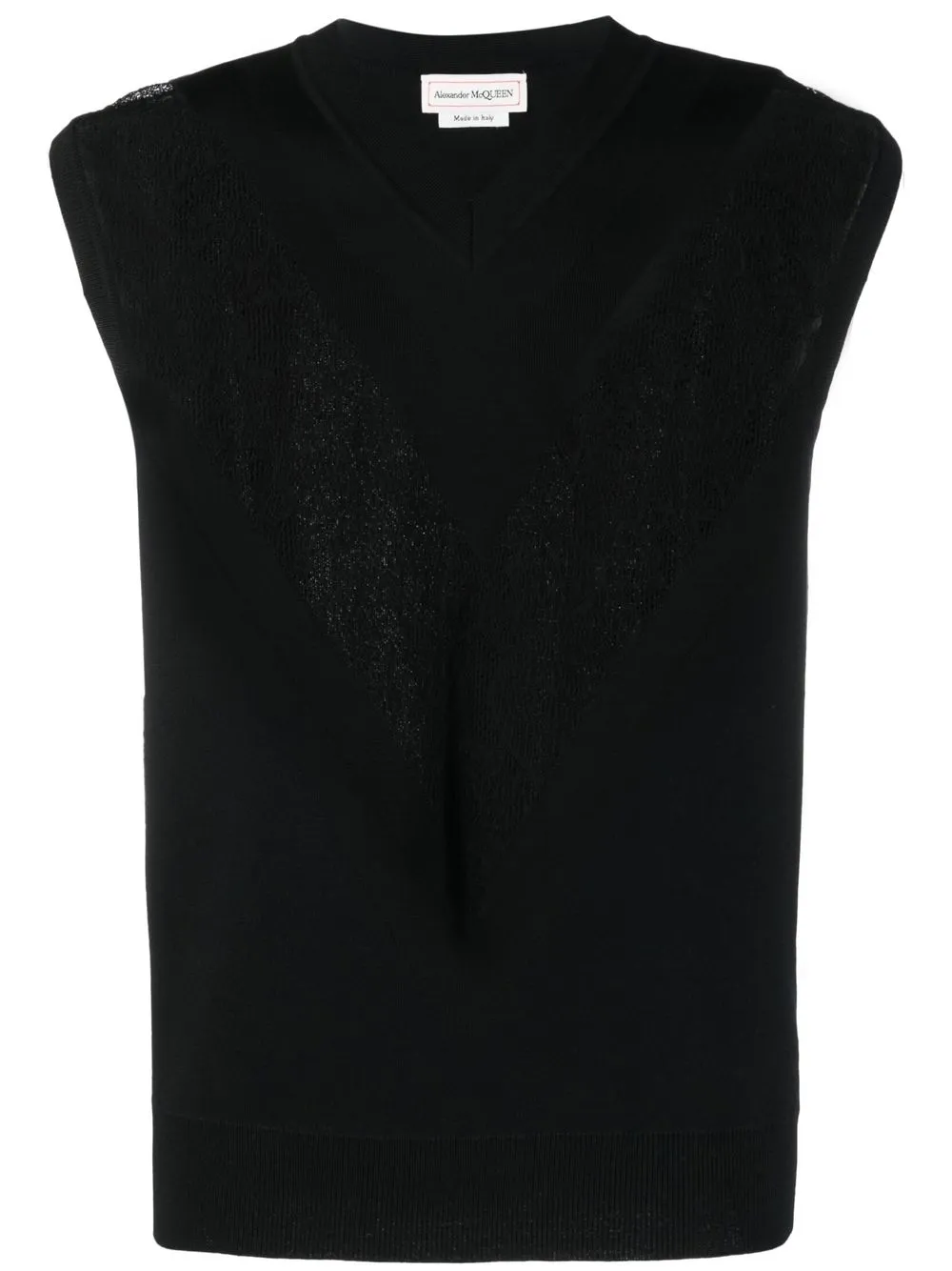 

Alexander McQueen top tejido con encaje incorporado - Negro