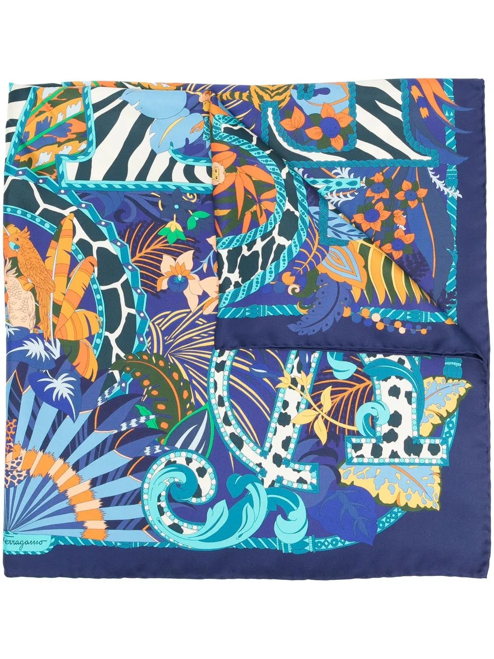 

Salvatore Ferragamo mascada con estampado gráfico - Azul