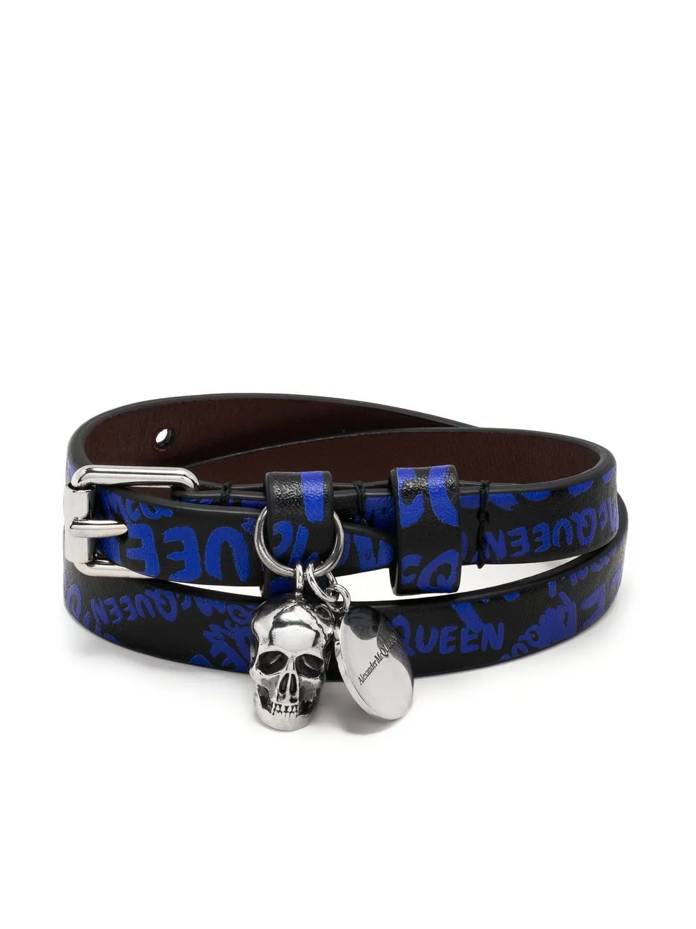 

Alexander McQueen pulsera con logo estampado - Negro