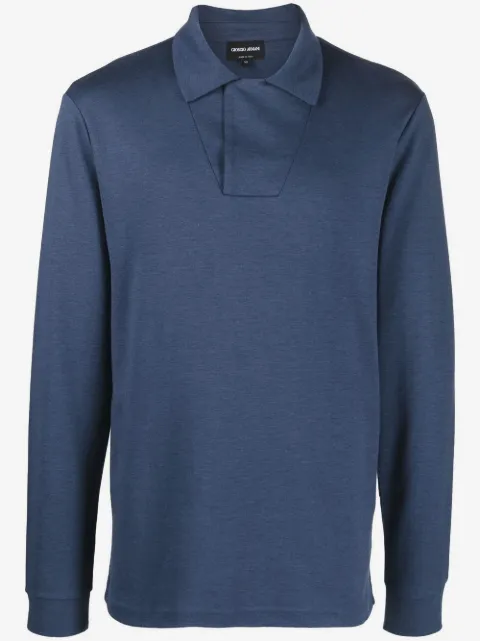 Giorgio Armani long-sleeve cotton-blend polo shirt