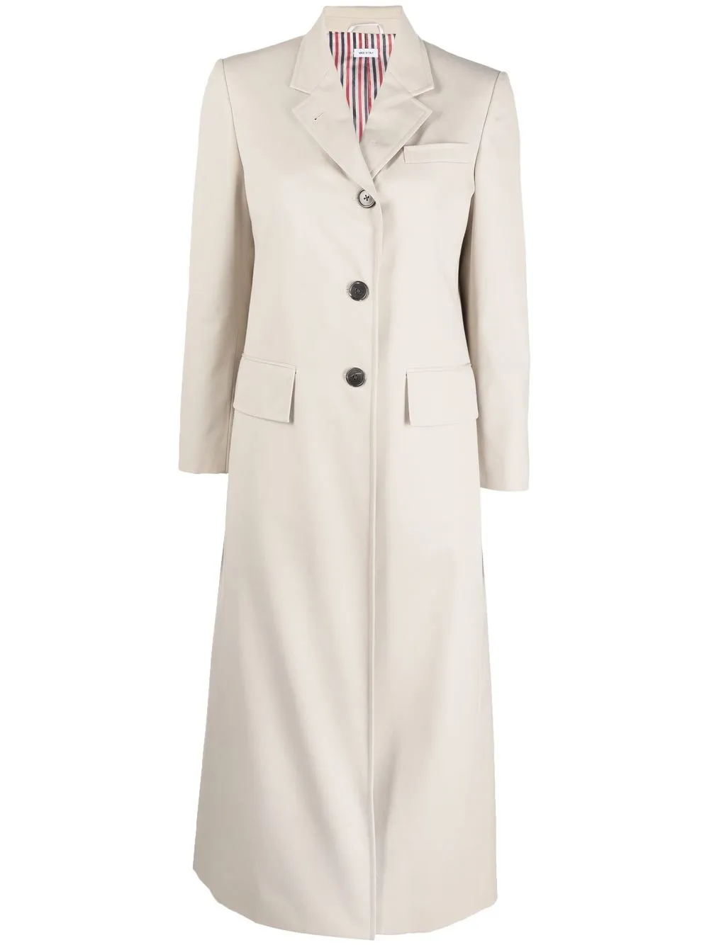 

Thom Browne wide-lapel flap-pockets overcoat - Neutrals