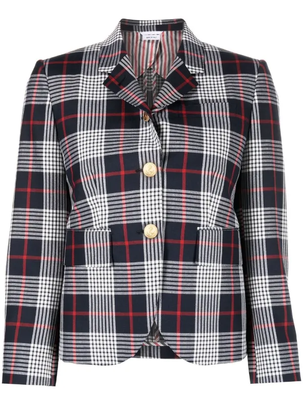 Thom Browne single breasted Checked Blazer Farfetch