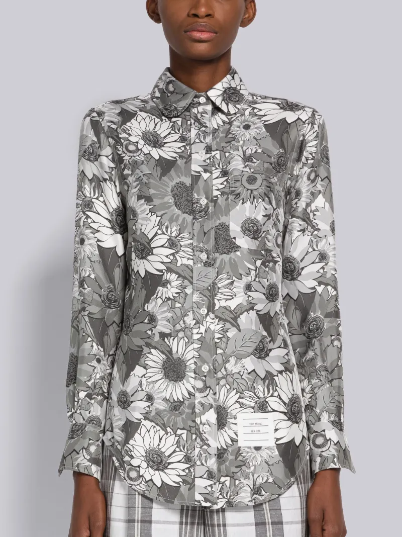 Scenic Silk Twill Round Collar Shirt Thom Browne Official