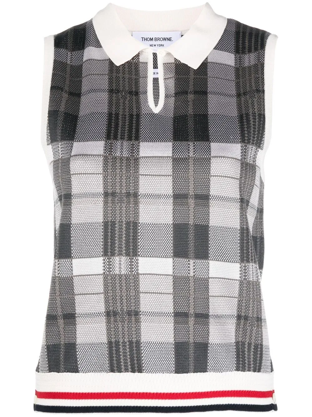 

Thom Browne check-pattern sleeveless shirt - Grey