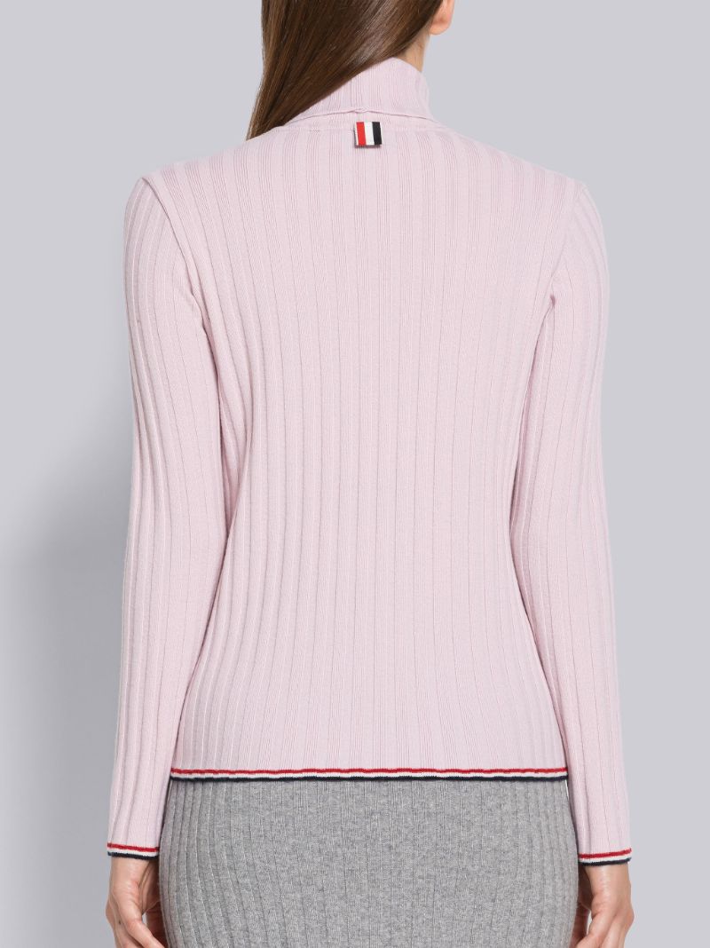 Wide Rib Cashmere Tipping Turtleneck