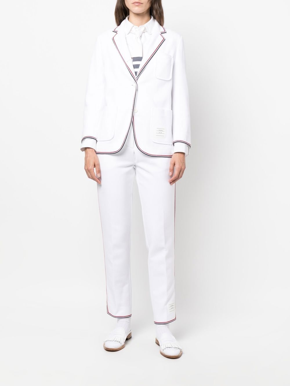 Shop Thom Browne Tech Twill Blazer Jacket In White