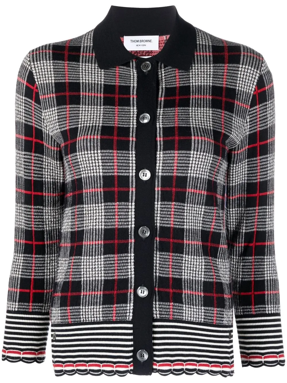 

Thom Browne checked merino cardigan jacket - Blue