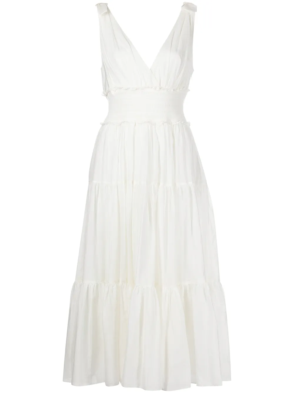 

Cinq A Sept Tamar ruched-waist tiered dress - White