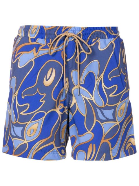 Lygia & Nanny abstract-print drawstring swim trunks 