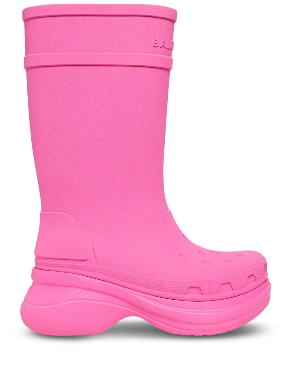 Shop Balenciaga X Crocs Logo-embossed Boots In Rosa