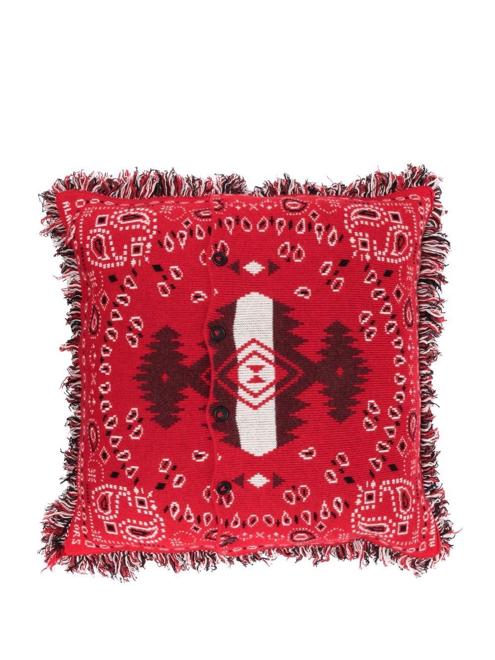 Shop Alanui Bandana Cashmere Pillow In Red