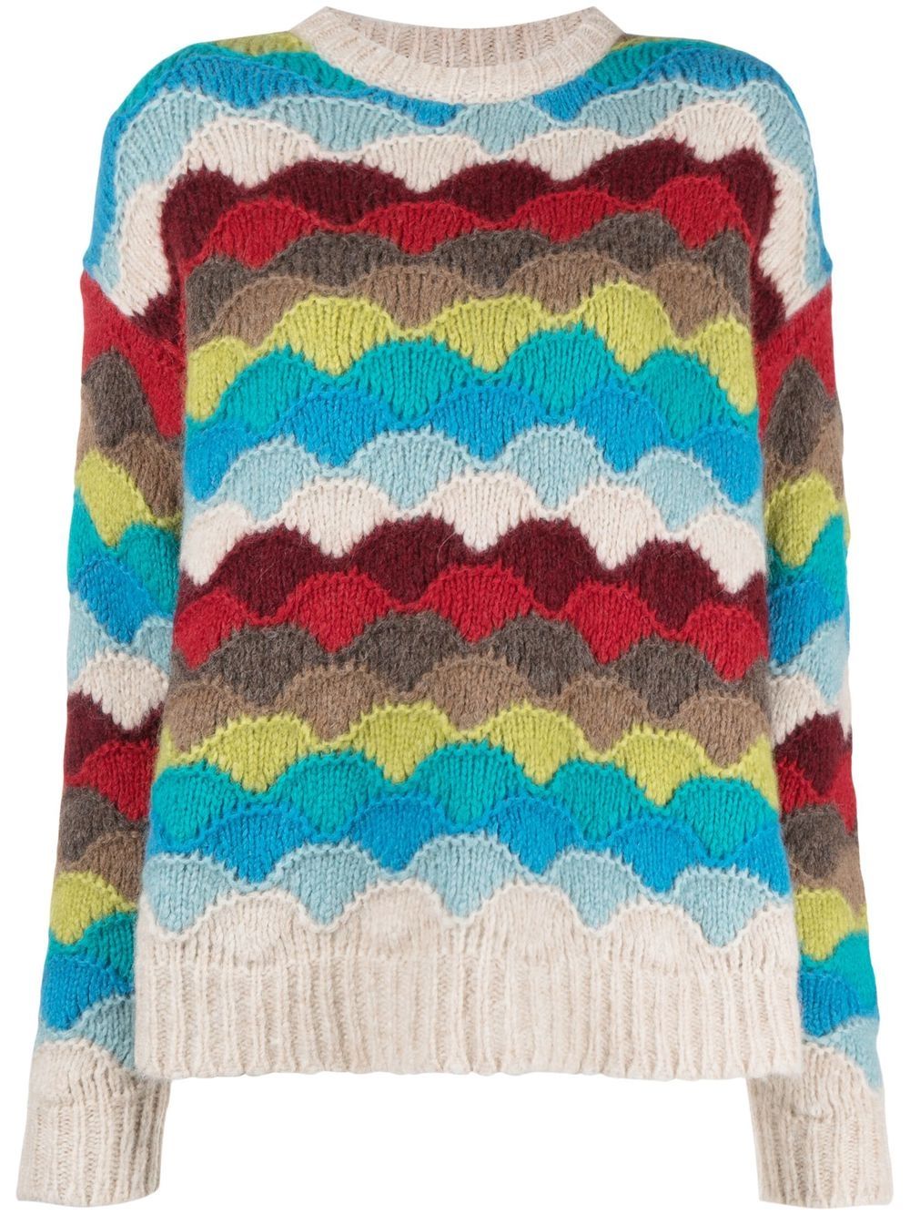 

Alanui Under The Northern Sky wave motif jumper - Neutrals