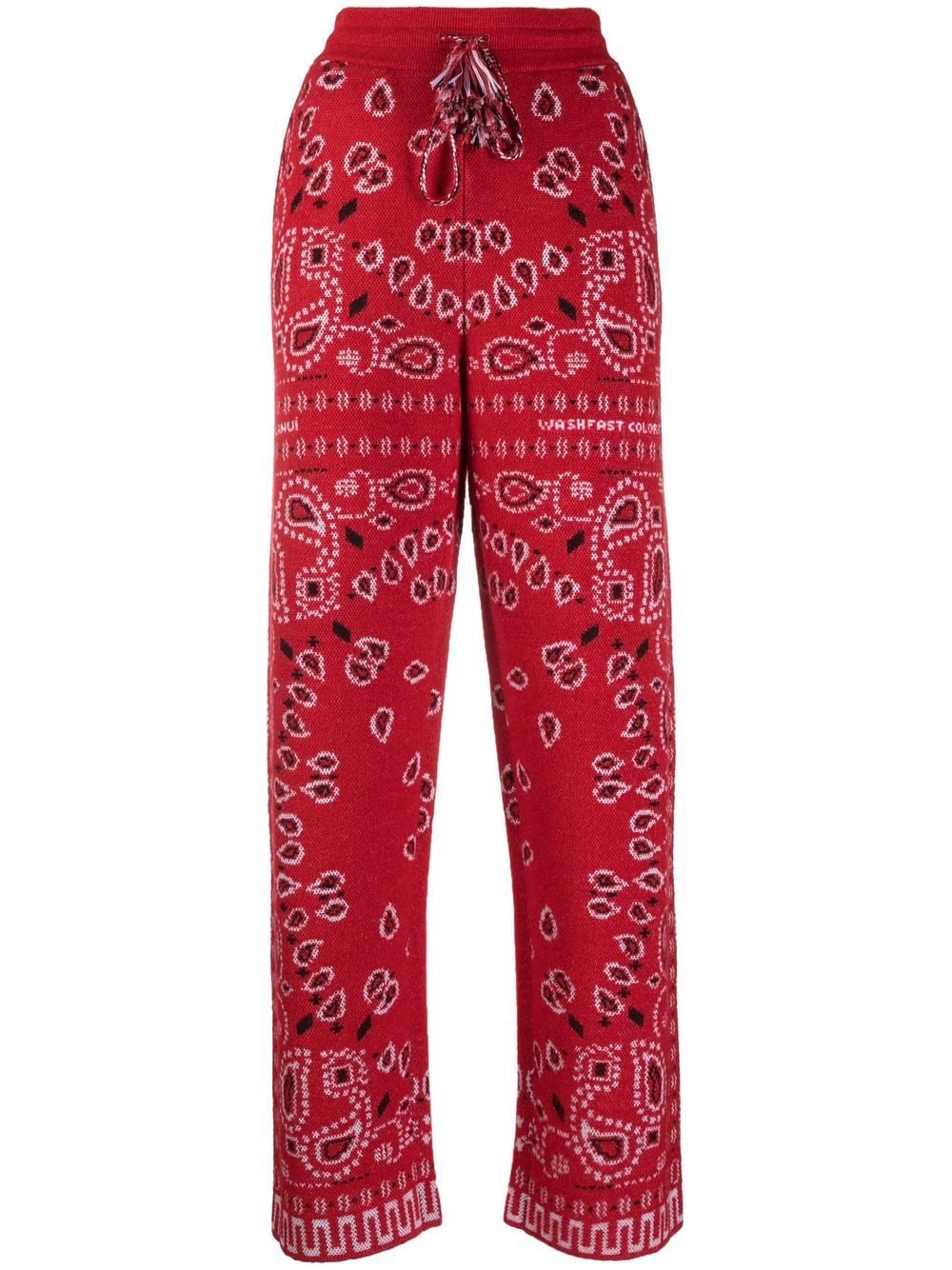Shop Alanui Bandana Wool-alpaca Blend Track Pants In Red