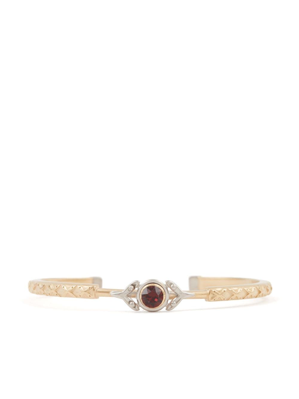 Maison Margiela Crystal-embellished Engraved Bangle In Gold