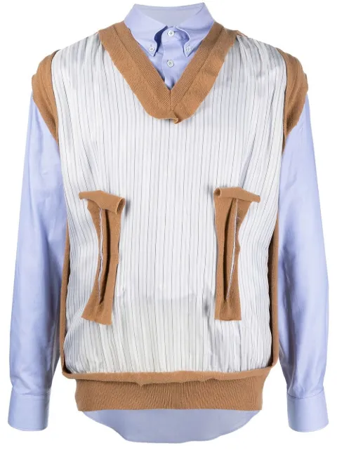 Maison Margiela Spliced knit-detail shirt