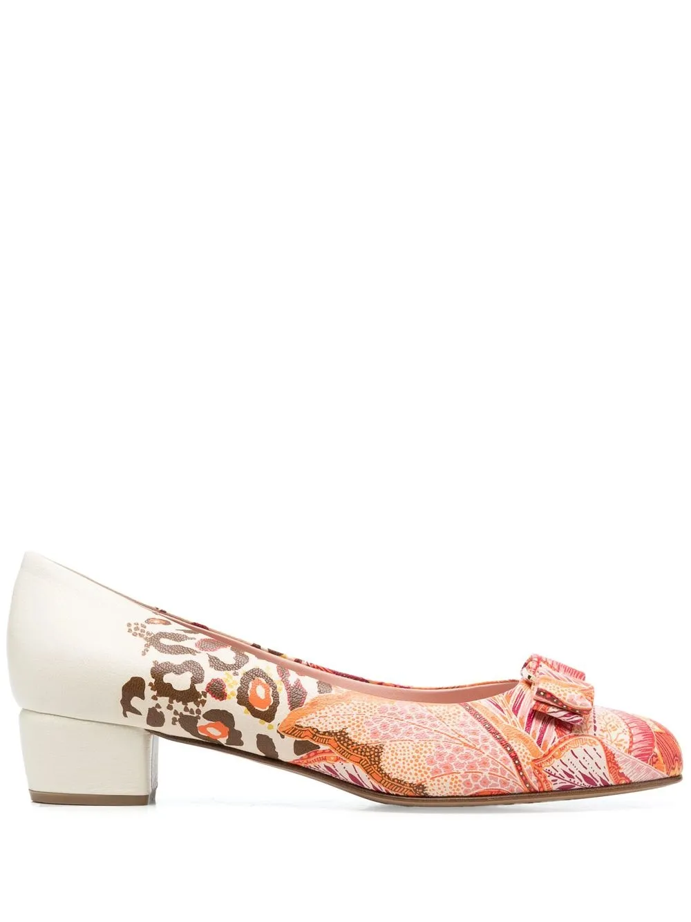 

Ferragamo Vara 35mm mixed-print pumps - Pink