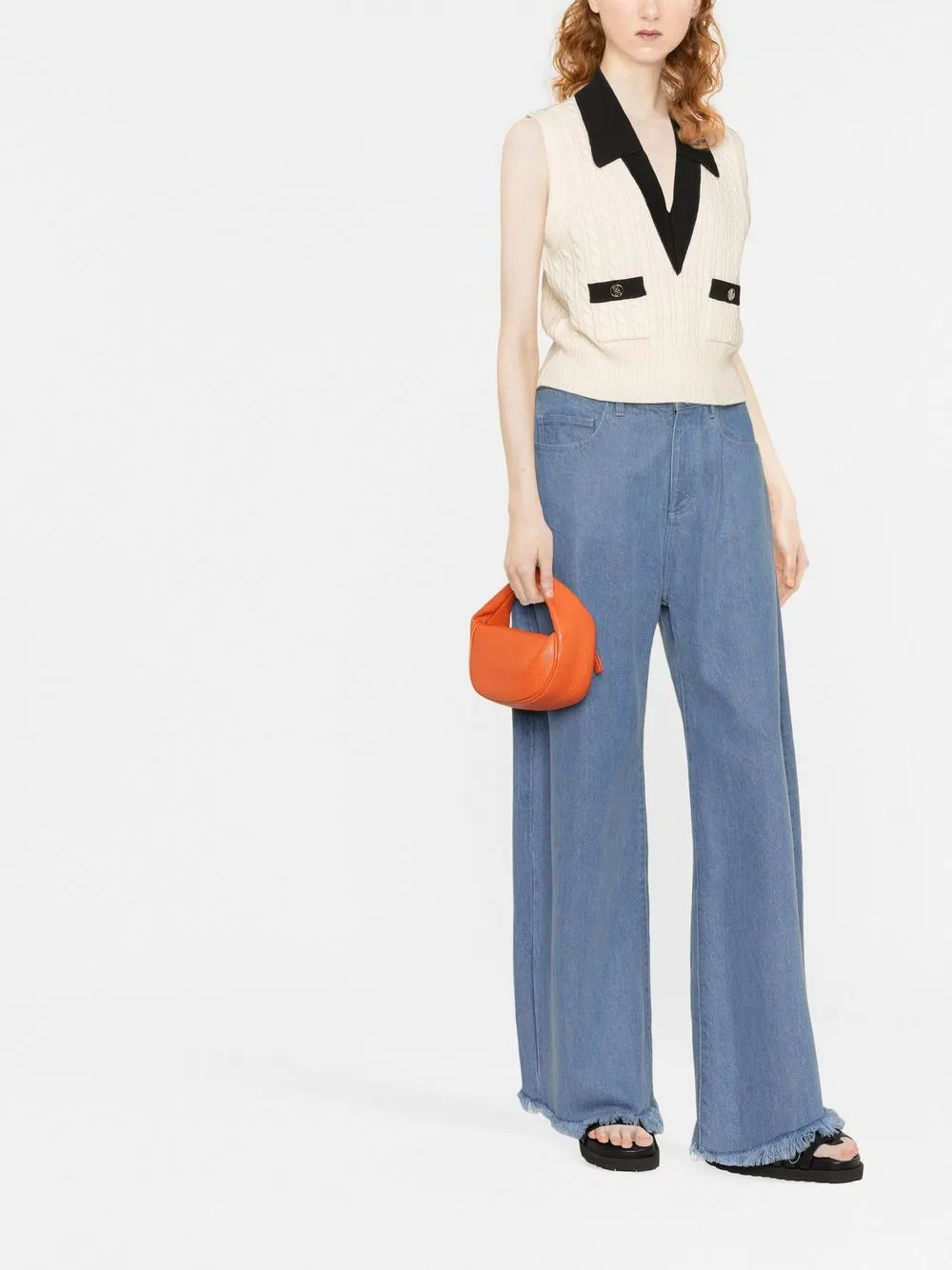 SANDRO Kabelgebreid vest - Beige