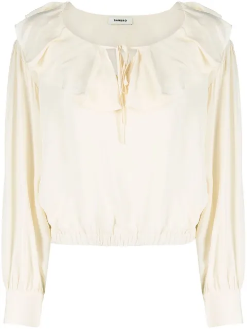 SANDRO blouse Tino à col volanté